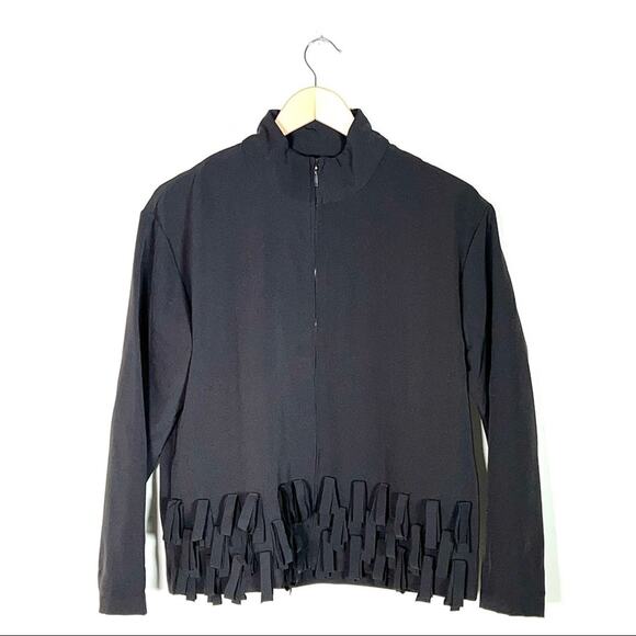 Truth + Style oversized black full zip fringed casual jacket size XXS B55 - Picture 1 of 4